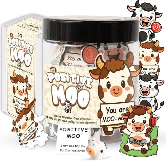 Positive Cow Gifts for Women Cow Lovers - Daily Affirmation Cards for Men Coworkers, Cute Friend Birthday Gifts for Women Teacher, Trendy Stuff Teenage Girl Gift for Christmas, Easter