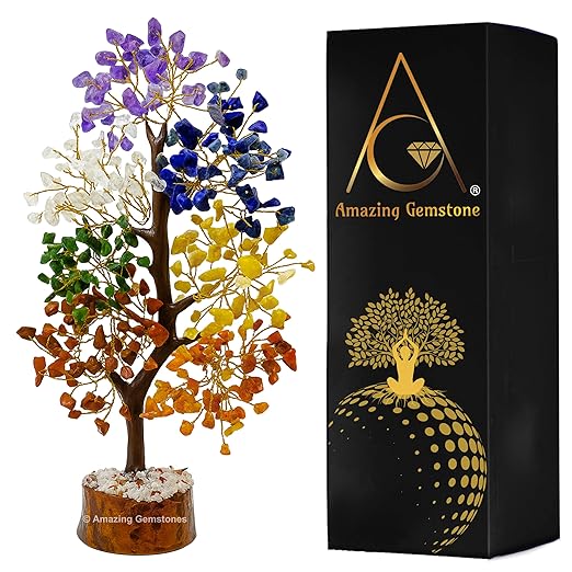 Amazing Gemstone Chakra Tree of Life Crystal Tree Gifts for Women - Spiritual Healing Crystals, Handmade Gemstone Ornament for Meditation, Yoga, and Home Office Decor Christmas Stocking Stuffer