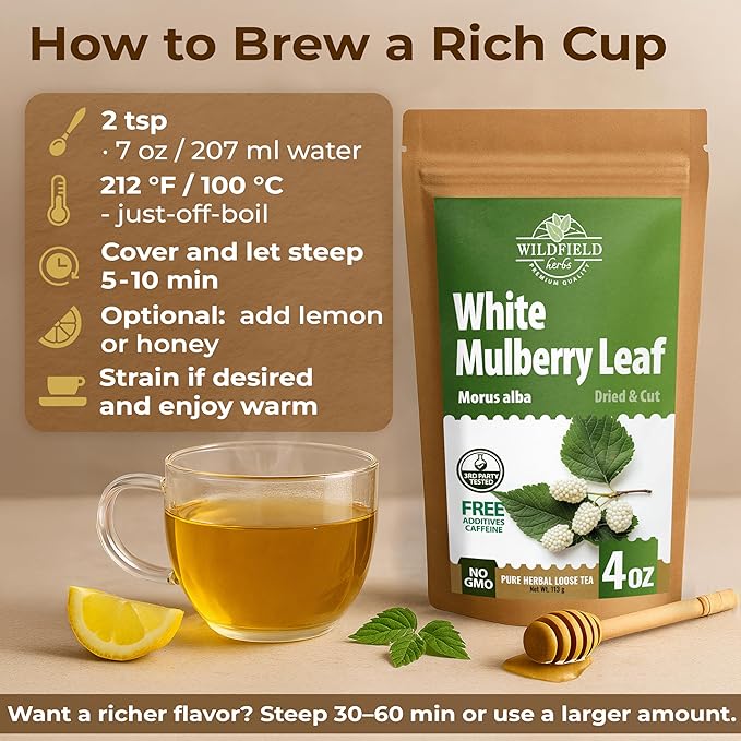 4 oz. White Mulberry Tea Mulberry Leaf Herbal Tea (Morus Alba) - 113g Herb Hoja De Morera