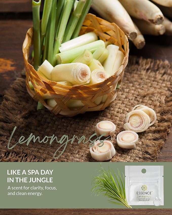 Essence Wearable Aromatherapy Nasal Diffuser – Lemongrass Essential Oil Nose Ring Silicone Inhaler for Stress & Mood Support - Made in USA & Travel-Friendly (3 Pack)