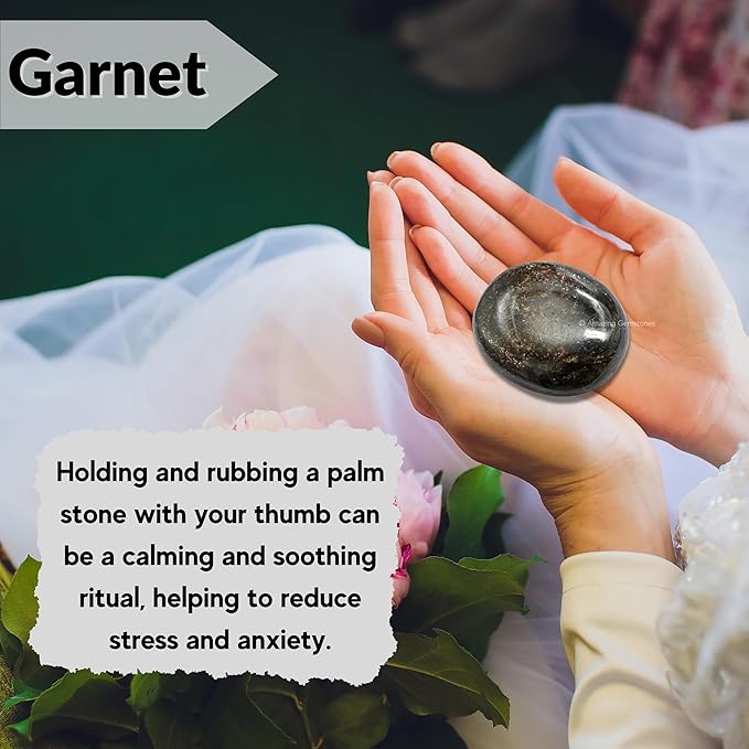 Amazing Gemstone Garnet Crystals and Healing Stones - Large Palm Stone Crystals Piedra - Crystal for Good Luck, Balanced Positive Energy, Meditation - Unique Stocking Stuffers Gifts for Women, Men
