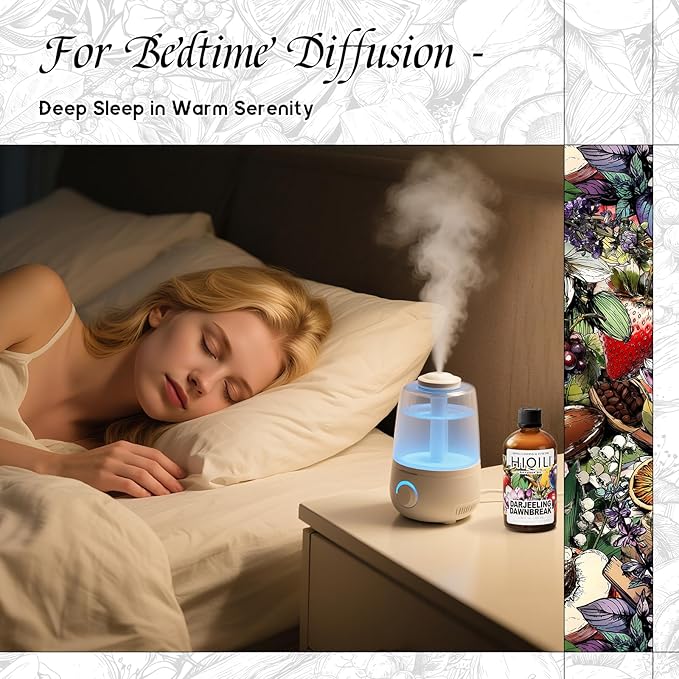 HIQILI Darjeeling Dawnbreak Diffuser Oil for Humidifier, New Car & Home, Long-Lasting Hotel Scent - Pour Homme - 3.38 Fl Oz