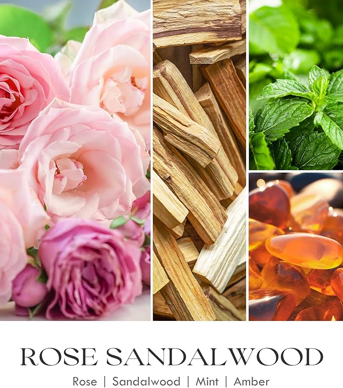 AOOVOO Rose Sandalwood Candles - Scented Candle Gift for Women, 22 oz Large Soy Candle, 120 Hours Burn, Jar Candle for Home Scented, Relaxing, Stress Relief Candles