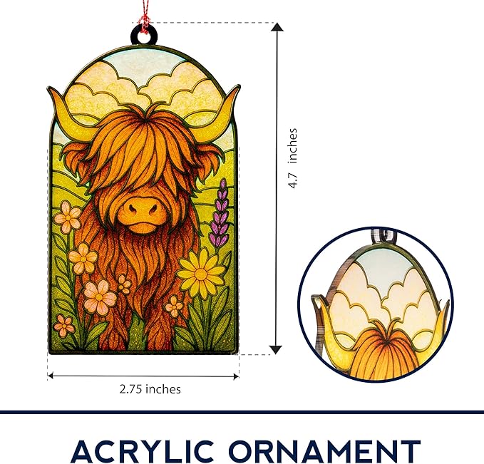 Highland cow ornaments - Highland cow gifts - Christmas ornament 2025 - Vintage Farmhouse christmas ornament - Christmas ornament 2025 - White elephant gifts - Xmas Tree Funny Decoration