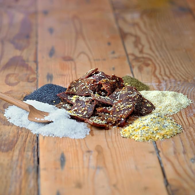 Field Trip Grass Fed Beef Jerky, Healthy Gluten Free Snacks, All Natural, Paleo-Friendly Beef Jerky, High Protein, Low Carb Snack with No Nitrates, 2.2oz Bag, 4 Pack, Everything Bagel