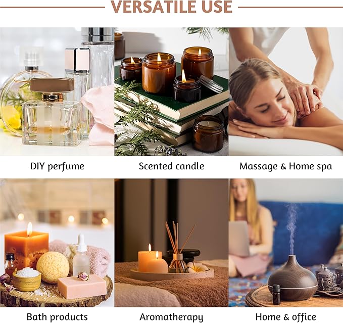 Folkulture Essential Oil for Diffuser for Home | Set of 6 Essential Oils for Candle Making | Fragrance Oils for Gifts for Her - Ocean Salt & Jasmine Oils for Relaxation and Aromatherapy