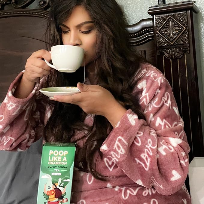 Poop Like A Champion Super Senna Tea with Peppermint, 30 Bags, Digestive Herbal Tea for Constipation Relief, Natural Laxative, Traditional Remedy