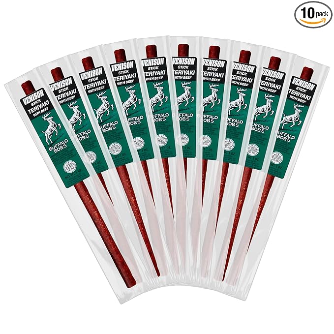 Buffalo Bob's Wild Game Meat Snack Stick - Venison Teriyaki Stick 10 Pack