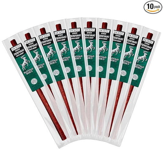 Buffalo Bob's Wild Game Meat Snack Stick - Venison Teriyaki Stick 10 Pack