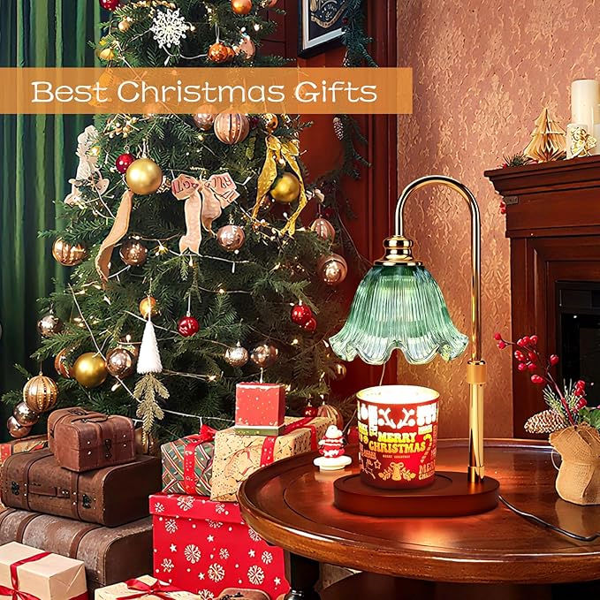 Candle Warmer Lamp with Timer Dimmable: Adjustable Height,3 Timing Mode, 4 Level Dimming - Home Bedroom Decor, House Warming Gift -Birthday Gifts for Mom,Women (Cyan)