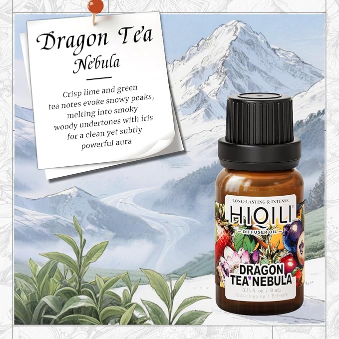 HIQILI Dragon Tea Nebula Diffuser Oil for Humidifiers & Aromatherapy, Inspired by Ar-mani The Yu.Long, Large Room & Office - 0.34 Fl Oz