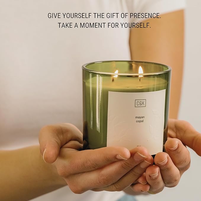 Craft & Kin 12oz Mayan Copal Candle for Home | Premium Green Fall Scented Candles for Men | Made with Natural Soy | Gifts for Men and Women | Nature Collection