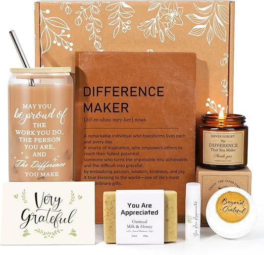 Difference Maker Gifts, Employee Apprecition Gifts for Coworkers, Teachers, Thank You Gift for Women Coworkers Employees Teacher Nurse Secretary Mentor Leader with Difference Maker Journal