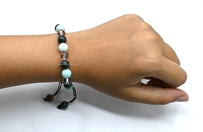 Natural Healing Crystal Bracelet for Women - Mens Bracelet Energy Balancing Gemstones Set - Adjustable Stone Bead Bracelet for Men and Women - Chakra Crystal Therapy Accessory, Meditation