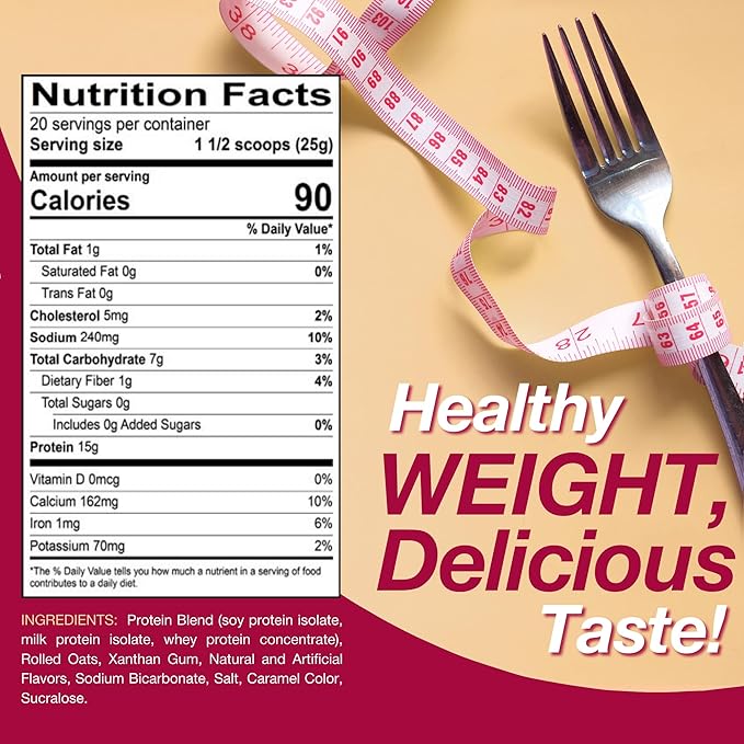 ProtiDIET High Protein Maple Brown Sugar Oatmeal - Low Fat, Sugar free Instant Oatmeal for a Nutritious Breakfast Packed with Essential Vitamins and Minerals - 20 Servings Jar