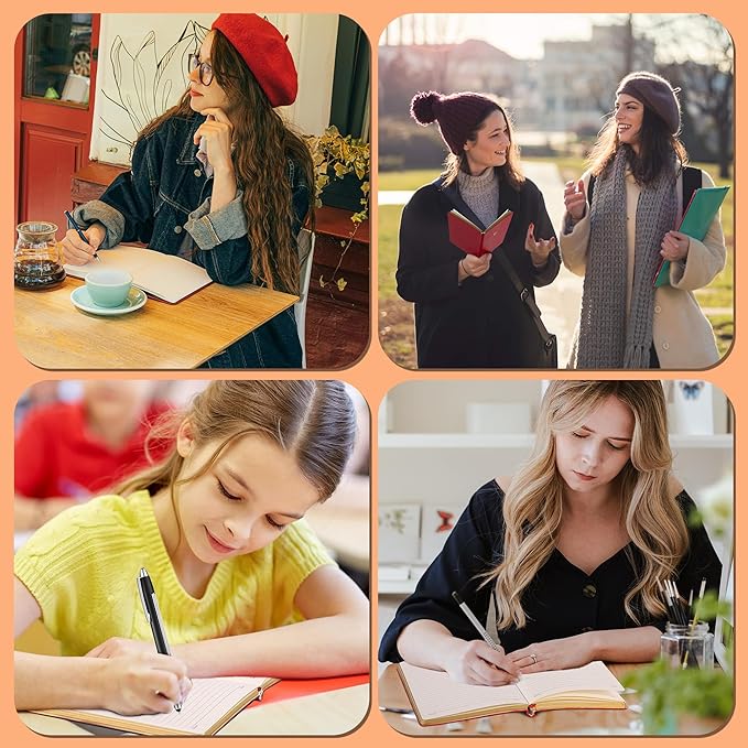 CAGIE 4 Pack Lined Journal Notebook for Women and Girls 256 Pages Cute Diary with Heart-Shaped Leather Journals for Writing A5 Soft Cover Notebooks for Work School, Red