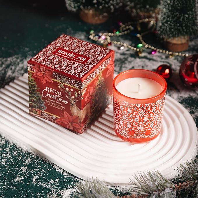 ROMIIE ZOI Christmas Scented Jar Candle - 6oz Soy Wax Candle - Infused with Floral Aroma - with Beautiful Keepsake Box Special for Holiday Gifts
