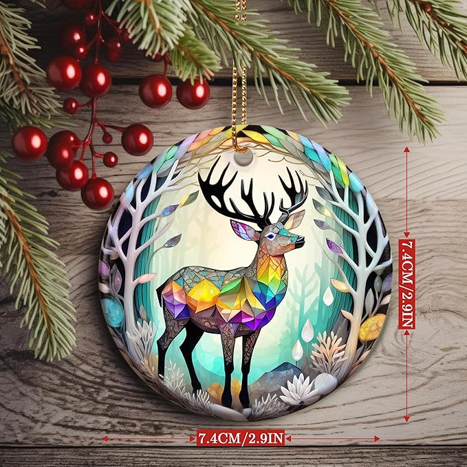 Colorful Ceramic Elk Christmas Ornament, Elk Ornaments for Christmas Tree, Holiday Decorations, Christmas Decor, Elk Gifts, Christmas Ornament Gift Ideas