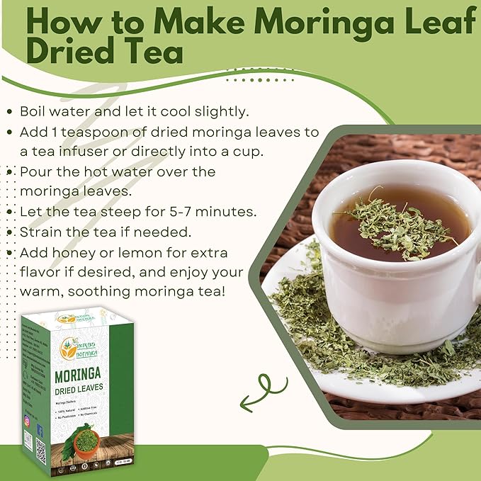 Herbs Botanica Dried Moringa Leaves Tea Leaf Hojas De Moringa Nutrient-Rich Herbal Tea Infusion for Immunity, Energy, and Wellness Energy Boost and Gluten Free 5.3oz / 150 gms