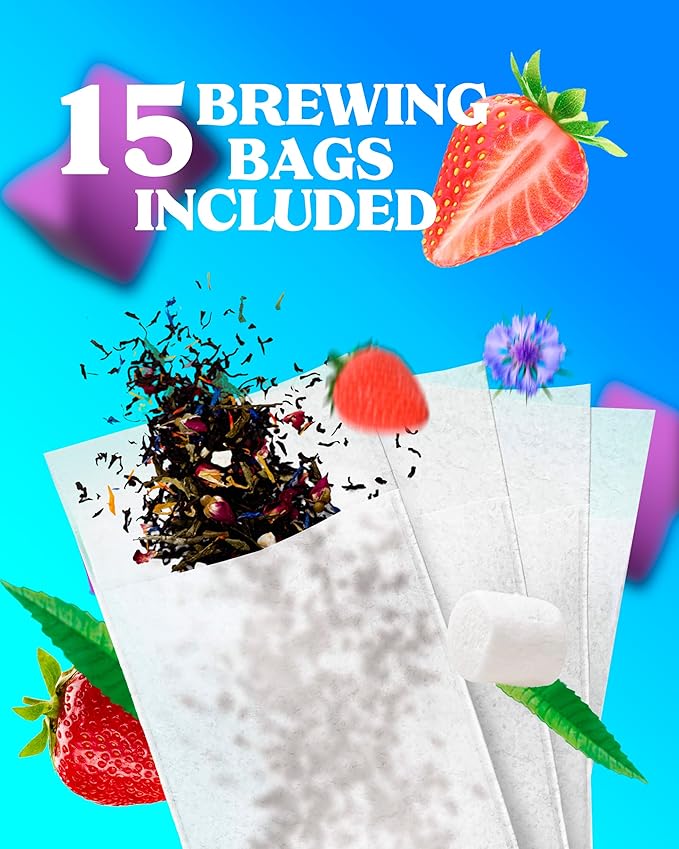 LOVARE Strawberry Marshmallow Loose Leaf Tea 80 g - Made in Ukraine - Green Tea, Strawberry, Cornflower Petals - Gift Box with 15 Paper Filters