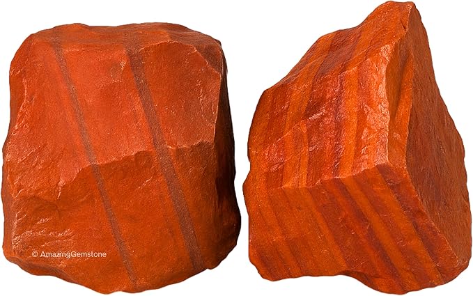 Amazing Gemstone 2 Pieces Red Jasper Raw Crystals and Healing Stones, Natural Rocks for Tumbling and DIY Raw Stones and Crystals