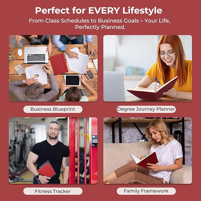 IN-LUXPRO Weekly Monthly 2026 Planner (Jan.26-Dec.26),8.5"x6.5",12 Months Agenda Plan with Month Tabs & Pocket,Expenses/Note Pages, Appointment Book Calendar with Hardcover Vegan Leather Cover,Red