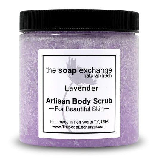 The Soap Exchange Sugar Body Scrub - Lavender Scent - Hand Crafted 16 fl oz / 480 ml Natural Artisan Skin Care, Shea Butter, Exfoliate, Moisturize, & Protect. Made in the USA.