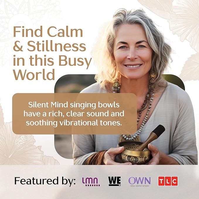 Handmade Tibetan Etched Singing Bowl Set – Sound Bowl & Meditation Bowl with Cushion, Mallet & Guide – Spiritual Healing Products – Meditation Sound Bath Kit – Portable Sound Therapy Tool
