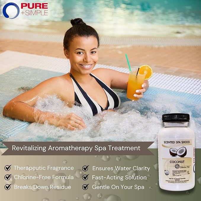 Coconut Aromatherapy Spa Shock Granules | Non-Chlorine Oxidizer for Spa & Hot Tub | Compatible with Bromine & Chlorine Tablets | Neutralizes Odors & Enhances Water Clarity, 2 lbs (Pack of 1)