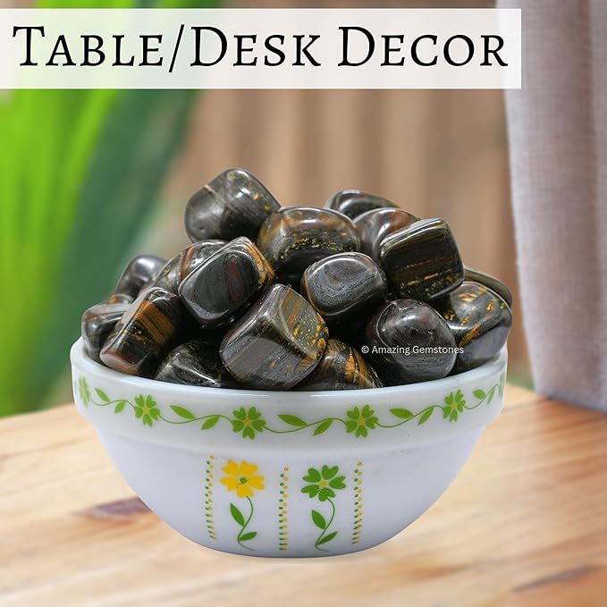 Amazing Gemstone Iron Tiger Eye Crystals and Healing Stones Tumbled - 1 oz Iron Tiger Eye Stone, Natural Healing Stones for Energy Balance, Stress Relief - Premium Polished Gems Rocks for Meditation