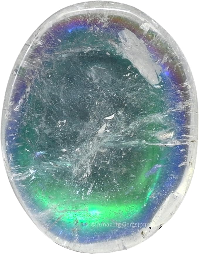 Amazing Gemstone Angel Aura Quartz Worry Stone Crystals and Healing Stones - Worry Stones for Stress Relief Gifts - Piedra Crystal Fidget for Meditation - Unique Stocking Stuffers Gifts for Women