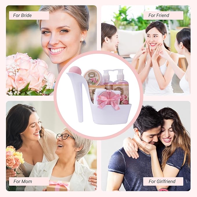 Luxury Spa Gifts for Women – 8 Pc Rose Scented Bath and Body Set with Bubble Bath, Lotion & More – Luxury Self Care Kit for Wife, Mom, Best Friend, Girlfriend, Anniversary Gift by Draizee