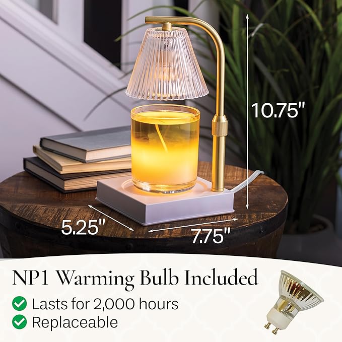 Candle Warmers Etc. Gold Luna Lamp – for Top-Down Warming & Flame-Free Fragrance