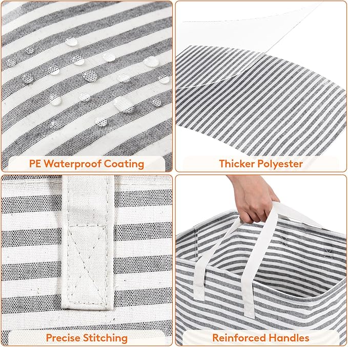 Lifewit 4 Pack Laundry Hamper Large Collapsible Laundry Baskets, Freestanding Waterproof Clothes Hamper with Easy Carry Handles in Laundry Room Bedroom Bathroom College Dorm for Adults, Black, 4 x 80L