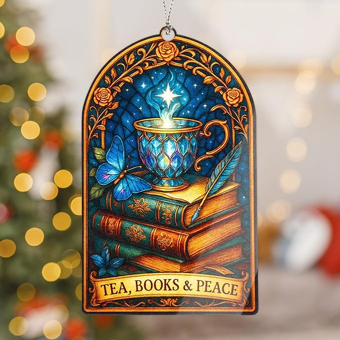 Book Ornament - Book-Lover Gifts for Women | Teacher | Librarian - Book Ornaments for Christmas Tree - Christmas Ornament 2025 - White Elephant Gifts - Xmas Tree Funny Decoration, Exchange