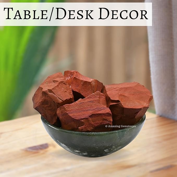 Amazing Gemstone Red Jasper Raw Crystals and Healing Stones, Natural Rocks for Tumbling and DIY Raw Stones and Crystals (5 Pieces)