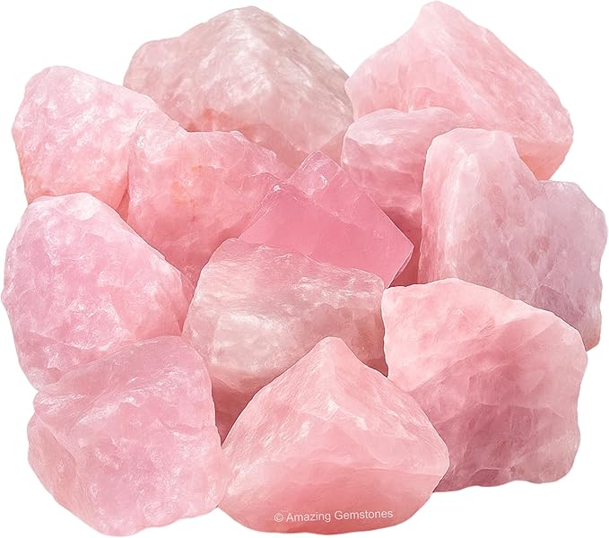 Amazing Gemstone 2 Pieces Rose Quartz Raw Crystals and Healing Stones, Natural Rocks for Tumbling and DIY Raw Stones and Crystals