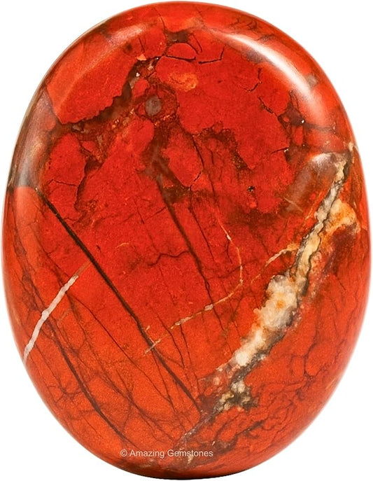 Brecciated Jasper Crystals and Healing Stones - Large Palm Stone Crystals Piedra - Crystal for Good Luck, Positive Energy, Meditation - Unique Stocking Stuffers and Birthday Gifts for Women, Men