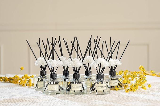 CULTURE & NATURE Reed Diffuser Set 6.7oz (200ml) Eucalyptus Pine Scented Diffuser with Sticks Home Fragrance Reed Diffuser for Bathroom Shelf Decor