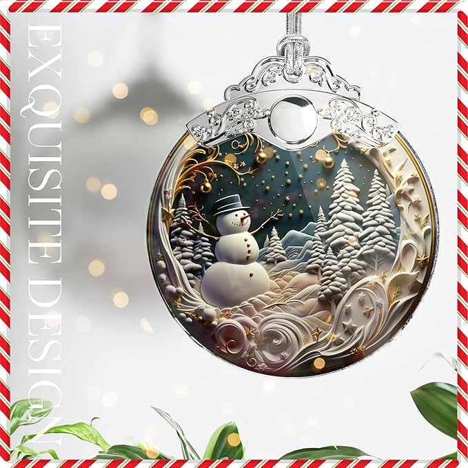 2025 Christmas Ornament, Christmas Decor, Ornaments, Xmas Tree Ornaments, Xmas Tree 2D Acrylic Ornament, White Elephant Gifts, Gag Gifts Funny Adult (Snowman)