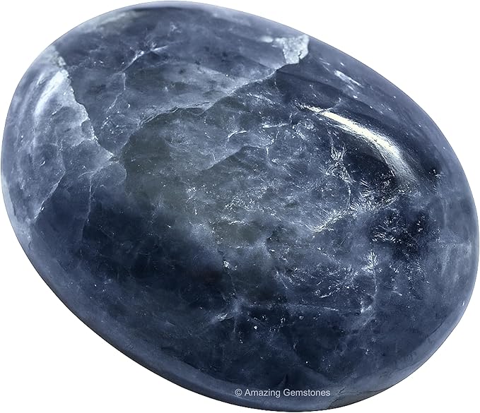 Amazing Gemstone Iolite Crystals and Healing Stones - Large Palm Stone Crystals Piedra - Crystal for Good Luck, Balanced Positive Energy, Meditation - Unique Stocking Stuffers and Gifts for Women, Men