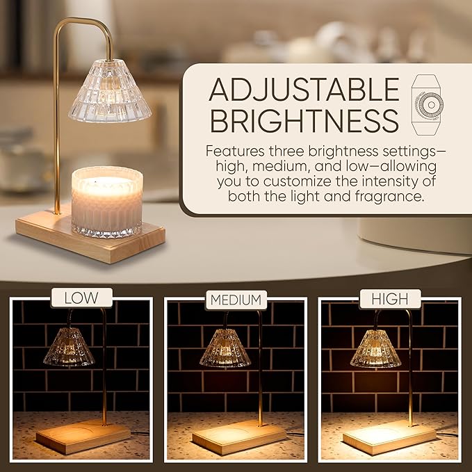 Sheffield Home Glass Candle Warmer Lamp – Elegant Candle Warmer for Long-Lasting Fragrance, Sleek Design, 12x8, Natural Cone Shaped New