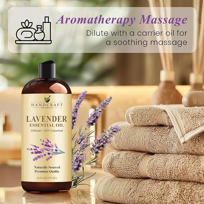 Handcraft Blends Lavender Essential Oil - Huge 16 Fl Oz - for Candle Making, Soap Making, Diffusers, and Aromatherapy