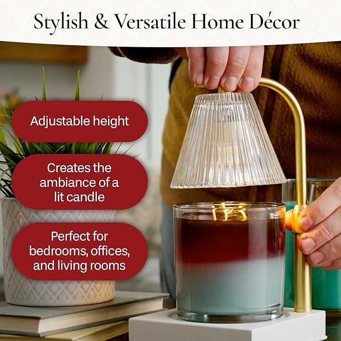Candle Warmers Etc. Gold Luna Lamp – for Top-Down Warming & Flame-Free Fragrance