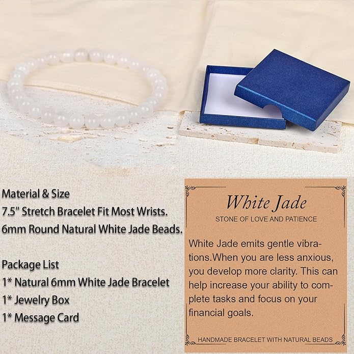 LPBeads Handmade Natural Gemstone Stretch Elastic Bracelet Healing Crystal Round Stone Beads Jewelry Gifts for Women Men