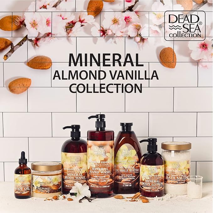 Dead Sea Collection Bath Salts with Almond & Vanilla – Pure Dead Sea Salt and Sweet Almond Oil - Nourishing Soothing and Relaxing Skin and Muscle – 34.2 Oz