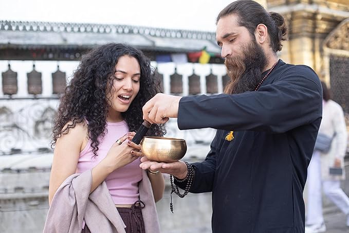 Tibetan Singing Bowl Set - Easy To Play for Beginners - Authentic Handcrafted Mindfulness Meditation Holistic Sound 7 Chakra Healing Gift by Himalayan Bazaar (5")
