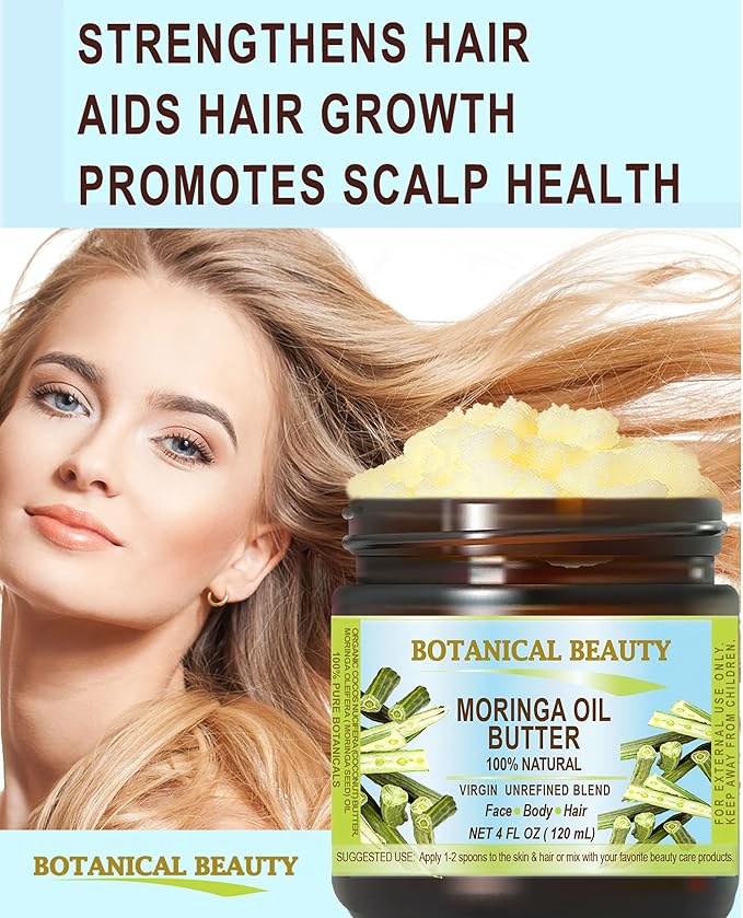 Botanical Beauty‎ MORINGA OIL BUTTER Pure Natural Virgin Unrefined RAW 16 Fl. Oz.- 480 ml for FACE, SKIN, BODY, DAMAGED HAIR, NAILS.