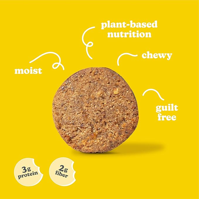 Love + Chew Soft Baked Protein Cookies, Gluten Free | (18) Count Banana Bread Minis | Vegan, Paleo, Non GMO and Packed with Superfoods. - Individually Wrapped, and Made from High Protein Almonds - (1) Ounce Cookies