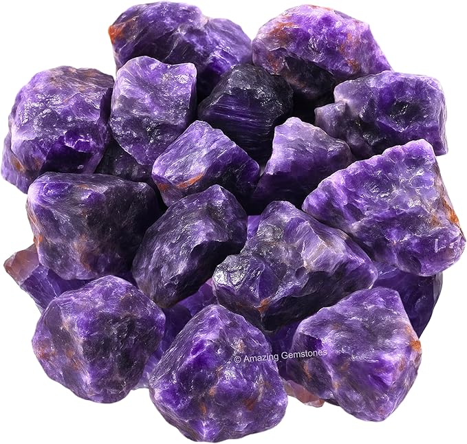 Amazing Gemstone Amethyst Raw Crystals and Healing Stones, Natural Rocks for Tumbling - DIY Raw Stones and Crystals, 2 Pieces
